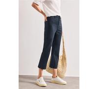 3/4-Hose STREET ONE, Damen, Gr. 44, Länge 24, schwarz (shadowed navy), Web, 97% Baumwolle, 3% Elasthan, unifarben, comfort fit wadenlang, Hosen, High Waist (74135533-44) shadowed navy
