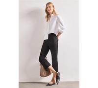 3/4-Hose STREET ONE, Damen, Gr. 38, Länge 24, schwarz, Web, 97% Baumwolle, 3% Elasthan, unifarben, comfort fit wadenlang, Hosen, High Waist (14662131-38) schwarz