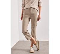 3/4-Hose STREET ONE, Damen, Gr. 36, Länge 24, beige (safari beige), Web, 97% Baumwolle, 3% Elasthan, unifarben, comfort fit wadenlang, Hosen, High Waist (29227823-36) safari beige