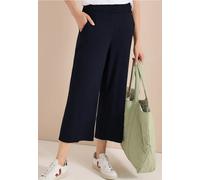 Jerseyhose CECIL, Damen, Gr. XXL, Länge 24, universal blau, Stoff, 95% Viskose, 5% Elasthan, unifarben, loose fit 3/4-Länge, Hosen Jerseyhose, High Waist (19064037-XXL) universal blau