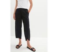 3/4-Hose BONPRIX "3/4-Hose aus leichtem Leinen-Mix", Damen, Gr. 40, N-Gr, schwarz, Obermaterial: 55% Leinen, 45% Baumwolle, regular fit, Hosen, aus Leinen-Mix, mit Seitenschlitzen, Regular Fit, casual
