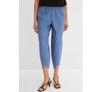 3/4-Hose BONPRIX "3/4-Hose aus leichtem Leinen-Mix", Damen, Gr. 50, N-Gr, blau (jeansblau), Obermaterial: 55% Leinen, 45% Baumwolle, regular fit, Hosen 3/4-Hose, aus Leinen-Mix, mit Seitenschlitzen, R