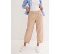 3/4-Hose BONPRIX "3/4-Hose aus leichtem Leinen-Mix", Damen, Gr. 54, N-Gr, mandelbeige, Obermaterial: 55% Leinen, 45% Baumwolle, regular fit, Hosen 3/4-Hose, aus Leinen-Mix, mit Seitenschlitzen, Regula