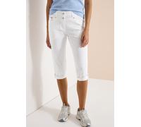 Cecil Damen Mid Waist Casual Fit Hose mit Turn Up in Weiß, Gr: 26