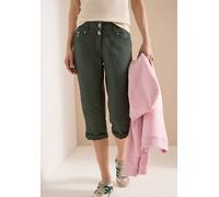 Cecil Damen Mid Waist Casual Fit Hose mit Turn Up in Grün, Gr: 28
