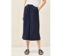 3/4-Hose CECIL, Damen, Gr. L, Länge 22, blau (urban navy blau), Web, 66% Baumwolle, 30% Polyester, 4% Elasthan, unifarben, loose fit 3/4-Länge, Hosen, High Waist (20573335-L) urban navy blau