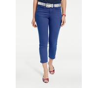 3/4-Hose HEINE, Damen, Gr. 40, Normalgrößen, blau (tinte), 98% Baumwolle, 2% Elasthan, Miedereinsatz:15% Elasthan, 85% Polyamid, unifarben, 7/8-Länge, Hosen (76363731-40) tinte