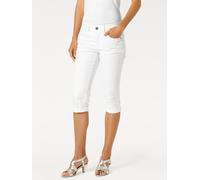 3/4-Hose HEINE, Damen, Gr. 40, Normalgrößen, weiß, 98% Baumwolle, 2% Elasthan, unifarben, knielang, Hosen (66497648-40) weiß