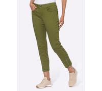 3/4-Hose HEINE, Damen, Gr. 48, Normalgrößen, grün (oliv), 98% Baumwolle, 2% Elasthan, Miedereinsatz:15% Elasthan, 85% Polyamid, unifarben, 7/8-Länge, Hosen (68935006-48) oliv