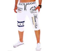 3/4 Hose Herren Outdoor Running Sport Short Komfortabel Atmungsaktiv Wanderhose Herren Alphabets Druck Hose Capri Sommer All-Match Slim Fit Short Herren B-White M