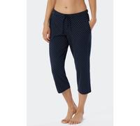 Schiesser Pyjamahose Mix + Relax Damen 3/4-lang Baumwolle Stretch Single-Jersey Blau Größe 44