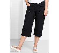 3/4-Hose SHEEGO, Damen, Gr. 44, Normalgrößen, schwarz, 97% Baumwolle, 3% Elasthan, unifarben, Hosen, Topseller (18124368-44) schwarz