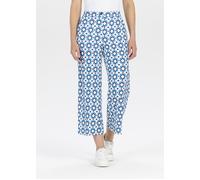 3/4-Hose STEHMANN, Damen, Gr. 42, N-Gr, blau (santoriniblau,3035), Web, Obermaterial: 95% Polyester, 5% Elasthan, gemustert, 3/4-Länge, Hosen, mit grafischem Muster (36528120-42) santoriniblau,3035