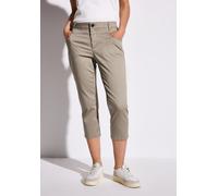 3/4-Hose STREET ONE, Damen, Gr. 32, Länge 22, grau (buff grau), Web, 97% Baumwolle, 3% Elasthan, unifarben, comfort fit 3/4-Länge, Hosen, Middle Waist (39377120-32) buff grau