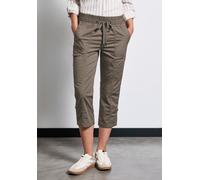 3/4-Hose STREET ONE, Damen, Gr. 36, Länge 22, braun (stone braun), Web, 98% Baumwolle, 2% Elasthan, unifarben, loose fit 3/4-Länge, Hosen, Middle Waist (79845234-36) stone braun