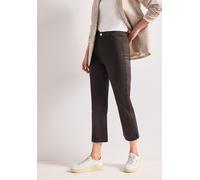 3/4-Hose STREET ONE, Damen, Gr. 40, Länge 24, braun (espresso braun), Web, 97% Baumwolle, 3% Elasthan, unifarben, comfort fit wadenlang, Hosen, High Waist (68737650-40) espresso braun