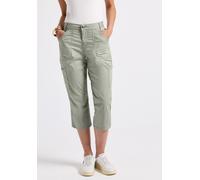 3/4-Hose STREET ONE "Style Yulius", Damen, Gr. 46, N-Gr, grün (pastel grün), Web, Obermaterial: 98% Baumwolle, 2% Elasthan, unifarben, casual, slim fit kniebedeckend, Hosen, im Cargo-Style (45843222-4