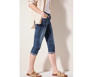 3/4-Jeans CECIL "Style Scarlett", Damen, Gr. 33, N-Gr, blau (mid blau used wash), Denim/Jeans, Obermaterial: 78% Baumwolle, 20% Polyester, 2% Elasthan, unifarben, 3/4-Länge, Jeans, im 5-Pocket-Style,