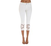 3/4 Jeans Damen mit Spitze, Kurze Jeanshose Damen Slim Fit,Denim Hose Damen Sommer Caprihose Jeansoptik Jeansshorts Stretch Sommerjeans Leggings Sommerhose Dreiviertel Hosen Jeansleggings für Frauen