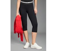 3/4-Leggings KANGAROOS, Damen, Gr. 46, N-Gr, schwarz, Jersey, Obermaterial: 95% Baumwolle, 5% Elasthan, körpernah 3/4-Länge, Hosen, Jerseyhose in 3/4-Länge, körpernahe Passform, mit Gummizug am Bund (