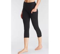 3/4-Leggings LASCANA ACTIVE, Damen, Gr. 32/34, N-Gr, schwarz, Obermaterial: 95% Baumwolle, 5% Elasthan, unifarben, Basic, körpernah 3/4-Länge, Hosen, mit Handytasche, Loungewear (23970754-32) schwarz