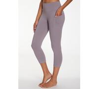 3/4-Leggings LASCANA ACTIVE, Damen, Gr. 44/46, N-Gr, lila (lavendel), Obermaterial: 95% Baumwolle, 5% Elasthan, unifarben, Basic, körpernah 3/4-Länge, Hosen, mit Handytasche, Loungewear (73199621-44)