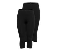 3/4-Leggings ONLY "ONLLIVE LOVE 3/4 CS LEGGINGS 2 PACK", Damen, Gr. XS (34), N-Gr, schwarz, Jersey, Obermaterial: 95% Baumwolle, 5% Elasthan, unifarben, slim fit wadenlang, Hosen 3/4-Leggings (2477944