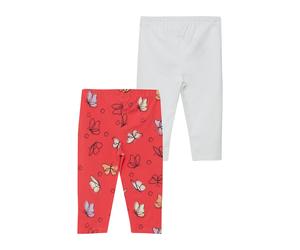3/4-Leggings S.OLIVER JUNIOR, Mädchen, Gr. 140, N-Gr, rot aop, weiß, Jersey, Obermaterial: 95% Baumwolle, 5% Elasthan, bedruckt, gemustert, unifarben, bequem 3/4-Länge, Hosen, im 2er Pack, aus Baumwol