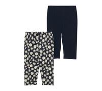 3/4-Leggings S.OLIVER JUNIOR, Mädchen, Gr. 176, N-Gr, navy aop, dunkelblau, Jersey, Obermaterial: 95% Baumwolle, 5% Elasthan, bedruckt, gemustert, unifarben, bequem 3/4-Länge, Hosen, im 2er Pack, aus
