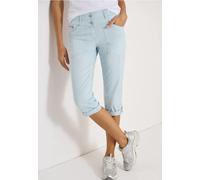 Cecil Hose Mid Waist Casual Fit mit Turn-Up Damen Blau Größe 27