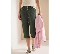 Cecil Damen Mid Waist Casual Fit Hose mit Turn Up in Grün, Gr: 36