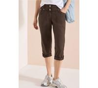 Cecil Damen Mid Waist Casual Fit Hose mit Turn Up in Braun, Gr: 32