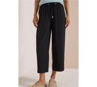 3/4-Hose CECIL, Damen, Gr. S, Länge 24, schwarz, Stoff, 100% Viskose, unifarben, loose fit 3/4-Länge, Hosen, mit Wide Legs (92874313-S) schwarz