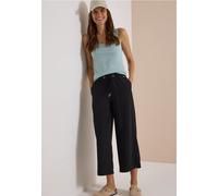 3/4-Hose CECIL, Damen, Gr. L, Länge 24, schwarz, Stoff, 100% Viskose, unifarben, loose fit 3/4-Länge, Hosen, mit Wide Legs (92874313-L) schwarz
