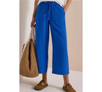 3/4-Hose CECIL, Damen, Gr. S, Länge 24, blau (surf blau), Stoff, 100% Viskose, unifarben, loose fit 3/4-Länge, Hosen, mit Wide Legs (75035911-S) surf blau
