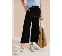 Culotte CECIL, Damen, Gr. L, Länge 24, schwarz, Web, 75% Baumwolle, 25% Modal, unifarben, loose fit 3/4-Länge, Hosen Culotte, aus Seersucker-Material (12447752-L) schwarz