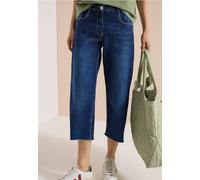 Loose-fit-Jeans CECIL, Damen, Gr. 30, Länge 20, mid blau used wash, Jeans, 78% Baumwolle, 20% Polyester, 2% Elasthan, unifarben, kniebedeckend, Jeans, in 3/4-Länge (15358824-30) mid blau used wash