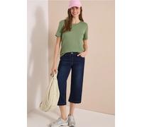 Loose-fit-Jeans CECIL, Damen, Gr. 28, Länge 20, blau (dunkelblau wash), Jeans, 67% Baumwolle, 31% Polyester, 2% Elasthan, unifarben, kniebedeckend, Jeans, in 3/4-Länge (36186316-28) dunkelblau wash