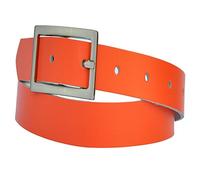 3,5cm Breit Echt Leder Guertel mit 4 Eckiger Schnalle Orange 80cm Bundweit