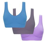 3/5er - Pack Sport BH Damen Ohne Bügel Bequemer Push Up Soft Weicher Bustier Ultrakomfortable Büstenhalter Gepolstert Bralette T-Shirts BHS Seamless Yoga Bra BequemSchlaf Komfort Everyday Bra S-5XL