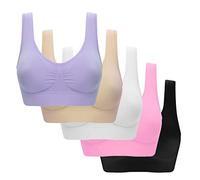 3/5er - Pack Sport BH Damen Ohne Bügel Bequemer Push Up Soft Weicher Bustier Ultrakomfortable Büstenhalter Gepolstert Bralette T-Shirts BHS Seamless Yoga Bra BequemSchlaf Komfort Everyday Bra S-5XL