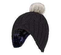 (3-6 Jahre, Schwarz) Heat Holders - Heat Holders - Mädchen Mütze mit Bommel Stricken Winter Beanie Mütze mit Pompon