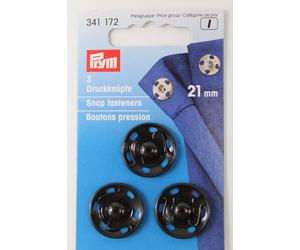 3 Annäh- Druckknöpfe ø 21mm schwarz