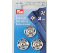 Prym Annähdruckknöpfe Metall 6 - 21 mm, 21 mm (3 Stück) silber