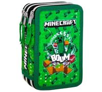 3-Fach Federmäppchen Gefüllt Jungen für Minecraft Fan (6-10 Jahre)