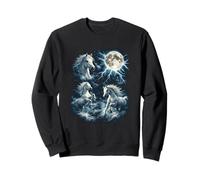 3 Horse Moon Hengst Head Lustiges Grafikdesign Sweatshirt