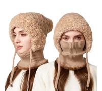 3 In 1 Mütze Damen Herren Wintermütze Herbst Schal Winter Winterhut Ski Mask Strickmützen Für Stirnband Einem Kapuzenschal 3in1 Mit Zopfloch Pudelmütze Fahrrad Zubehör Beanie Guards