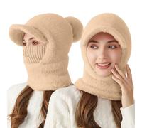3 In 1 Mütze Damen Herren Wintermütze Skimütze Schal Einem Herbst Mit Ohren Strickmützen Für Kapuzenschal Fahrrad Zubehör Pudelmütze Ski Mask Zopfloch Schalmütze Warmer Stirnband Guards