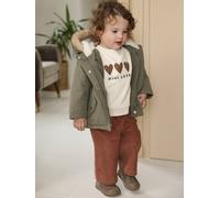 3-in-1-Parka mit Kapuze Baby, mit abnehmbarer Steppjacke olivgrün/wollweiß leo Gr. 68 von Vertbaudet
