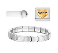 3-in-1 Starter-Set für italienisches Charm-Armband, 9mm Edelstahl Gold-Armband mit Charms & Entferner-Werkzeug, kompatibel mit italienischen Charms (NANA)